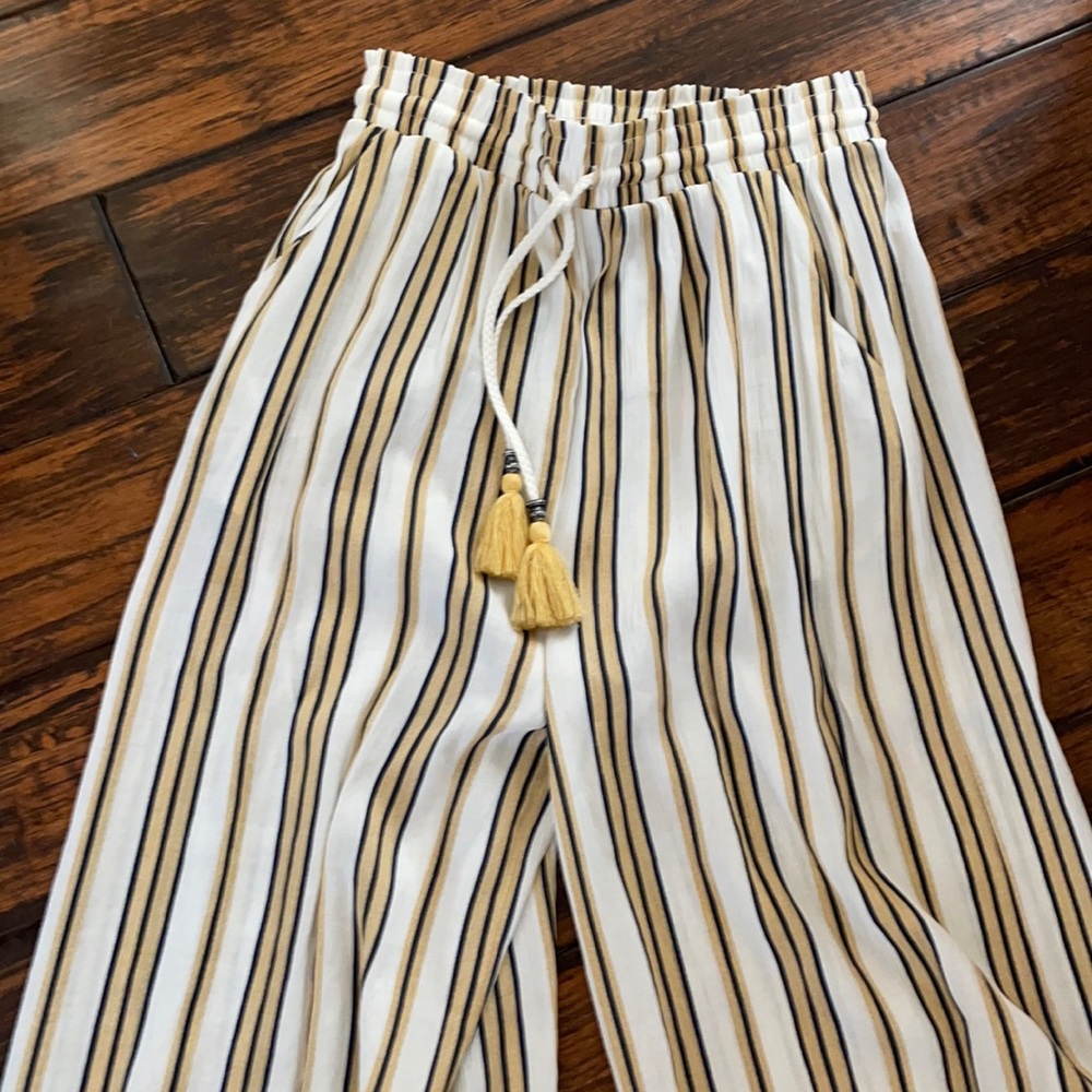 Lovestich drawstring flowy striped pants